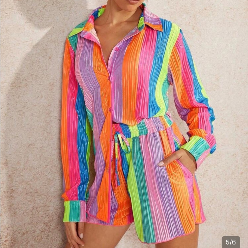SHEIN Multicolor Striped Swim Coverup - Picture 2 of 5
